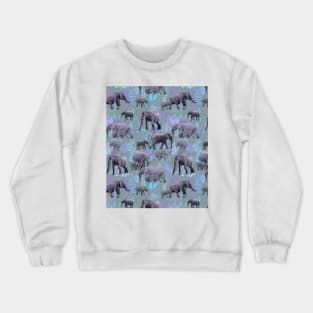 Sweet Elephants in Purple and Grey Crewneck Sweatshirt